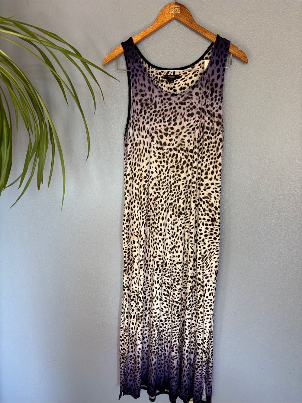 SIMPLY VERA VERAWANG ombré animal print sleeveless maxi dress, pockets Sz medium